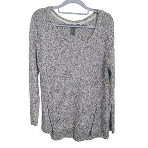 Quinn Women's Gray Scoop Neck Long Sleeve Sweater with Zippers Sz Med